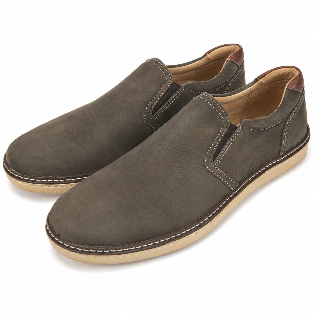 J&M Brown Leather Slip On Loafers Casual Comfort Shoes Mens 11M NWOT